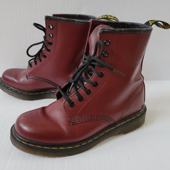 Dr. Martens Shoes - Dr Martens 1460 Smooth Leather Cherry Red Boots